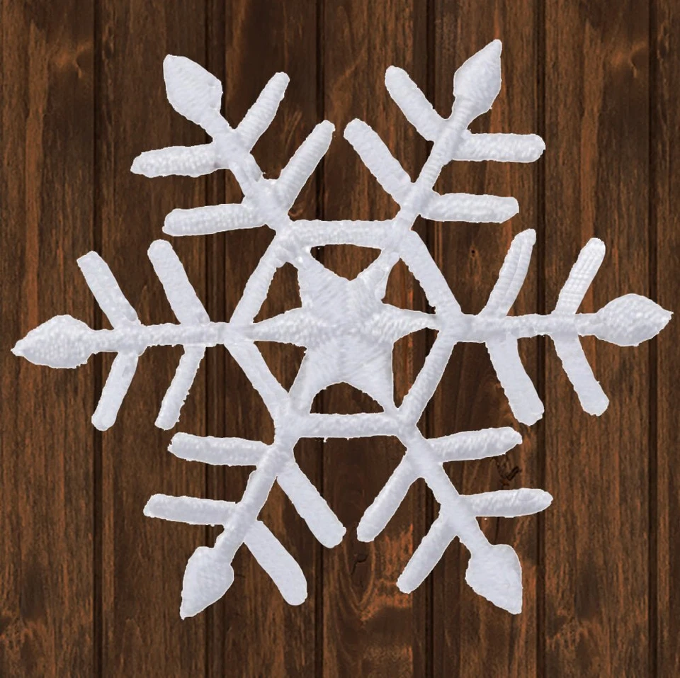 White Snowflake Embroidered Patch — Iron On - Image 1 of 1