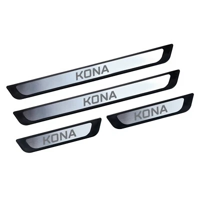 Protectores de umbral de puerta para Hyundai Kona 2018-2025, acero inoxidable 4 piezas Foto 1 de 4