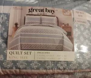 Great Bay HOME Colección April Morning Juego de 3 Edredón KING. Reversible, azul - Imagen 1 de 9