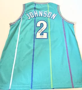 Larry Johnson Charlotte Hornets signed Custom jersey autographed Beckett Witn. - Picture 1 of 3