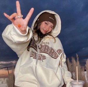 Women Letter Embroidery Sweatshirt Winter Vintage Long Sleeve Oversized Hoodiev1 - Picture 1 of 4