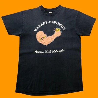 Camiseta vintage años 70 Harley Davidson Arm Crushing Competition emblema 3D Foto 1 de 4