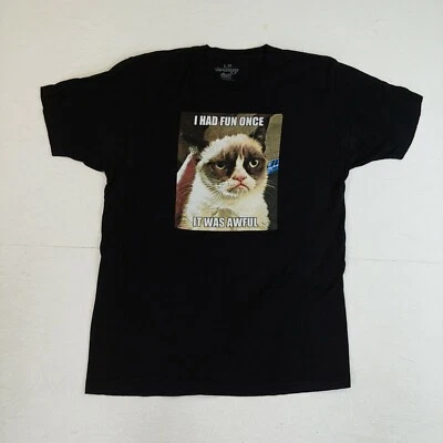 Camiseta Grumpy Cat tamanho grande eu me diverti uma vez que era horrível gatinho engraçado 2013 - Imagem 1 de 4
