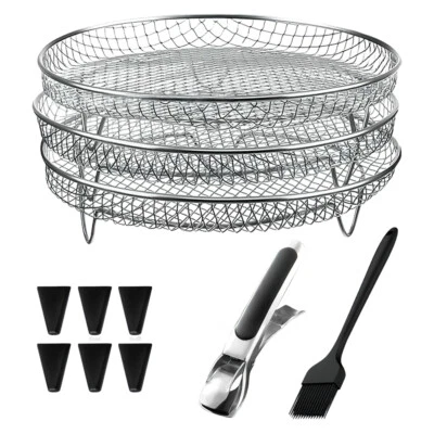 11tlg Air Fryer Grillrost Zubehör Edelstahl Rack Rund für 4.2QT-5.8QT Air Fryer - Bild 1 von 4