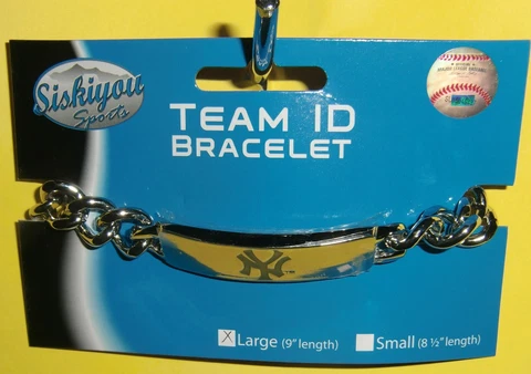 New York Yankees Heavy Duty Metal Link Team ID Bracelet MLB Licensed Jewelry Cover