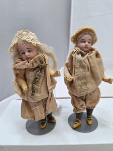 Antikes Paar 5 Zoll Biskuit Taschenpuppen Kompo Körper alle Original Deutschland um 1890 - Bild 1 von 12