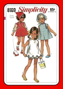 Girls DRESS Shorts SCARF Kerchief Child Simplicity 8169 Vtg 1969 Sewing Pattern - Picture 1 of 17