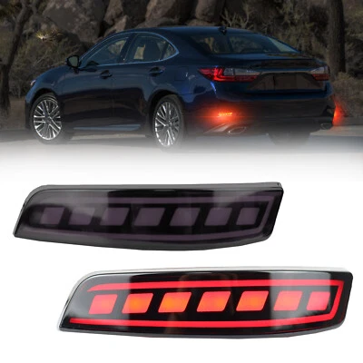 1Pair Rear Reflector Tail Brake Lights DRL w/Turn Smoked For Lexus ES350 2013-18 - Image 1 of 4