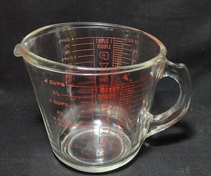 Vintage Pyrex 4 Tassen/1 Quart/32 Unzen/1 Liter Glas Messbecher Krug 532 - Bild 1 von 3