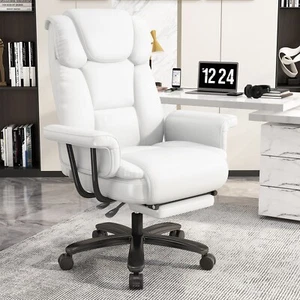 Big Tall Office Chair Executive Desk Computer Task Chair with Footrest White - Picture 1 of 6