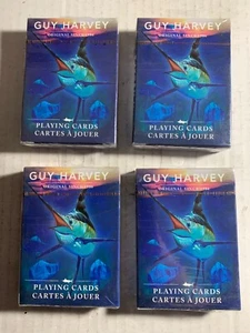 Guy Harvey *PAQUETE DE 4* Mazo de cartas de calidad casino 56 pez espada tortuga - Imagen 1 de 2