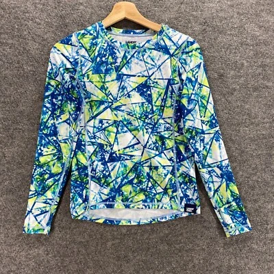 Top de natación Lands' End niñas L grande azul geométrico cuello redondo manga larga Foto 1 de 4