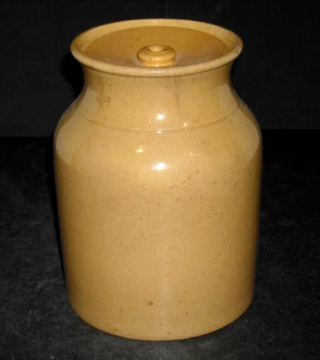 Sellador de cera de conservas cubierto Yellow Ware 1860-1885 Ohio Foto 1 de 4