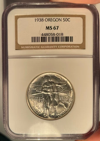 1938 50c NGC MS 67 Oregon Commemorative Half Dollar Cover