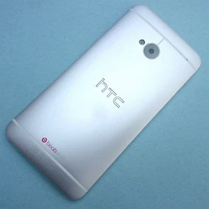 HTC One M7 rear fascia housing+camera glass Silver Metal back cover Genuine - Picture 1 of 6