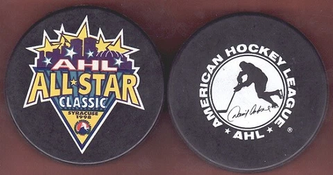 GAME PUCK - 1998 SYRACUSE (CRUNCH) AHL ALL STAR GAME - Black Sktr back - LAST1 Cover
