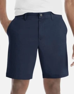 CLEARANCE  SALE!! Men's 9" Ins Flat Front Stretch Chino Shorts Navy Size 30 - Picture 1 of 4