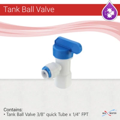 Reverse Osmosis RO DI Tank Ball Valve 3/8" Quick Connect x 1/4" Female NPT - Image 1 of 3