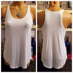 MUDD Roadtrip Racerback Tee Relaxed Fit Women's S. White NWT - Picture 1 of 7