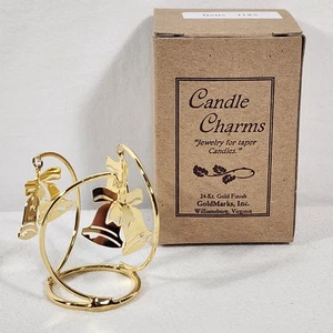 Marcas de oro 24 Kt. Brazalete con dije cónico de velas campanas acabado dorado vacaciones boda - Imagen 1 de 9
