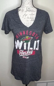 Minnesota Wild CCM Hockey Triblend T-Shirt V-Ausschnitt Large schwarz meliert neu - Bild 1 von 7
