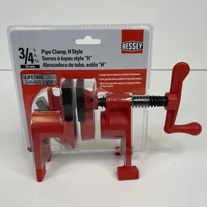 BESSEY H-Style Pipe Clamp Fixture Set for 3/4 in Black Pipe Woodworking Tool Red - Picture 1 of 6