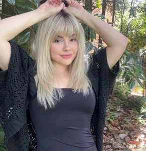 Damenperücke aschblond mit braunen Wurzeln Natur Echthaarperücke Lace Frontalperücke - Bild 1 von 3