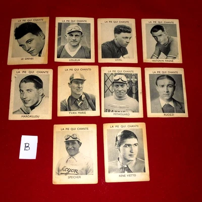 B) SERIE DE DIX CARTES DE COUREURS CYCLISTES FRANCAIS AN 30  LA PIE QUI CHANTE - Photo 1/4