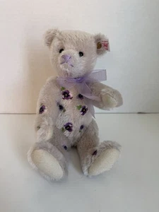 "Oso de peluche Steiff flor violeta de 10"" totalmente articulado LE 1500 mohair" - Imagen 1 de 5