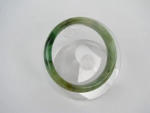 Brazalete de eternidad redondo de jade verde abigarrado natural genuino 54 mm #1055 - Imagen 1 de 10