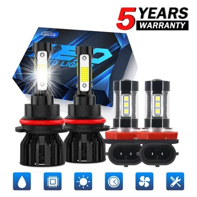 Kit combo de faróis de LED alto/baixo + lâmpadas de neblina 4 para Nissan Sentra 2000-2003 - Imagem 1 de 4