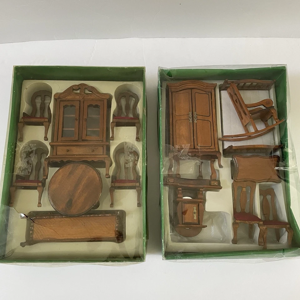Albert E. Inc. Wood Doll House Furniture 7 Pc. Dining Room Set