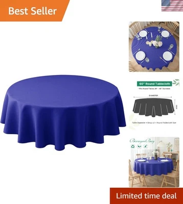 Luxurious 60" Royal Blue Round Tablecloth - Stain Resistant & Machine Washable - Image 1 of 4