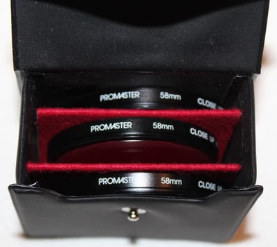 set of 3 Promaster 58mm Close Up camera filter lenses +1 +2 +4 with case Japan - Image 1 of 4