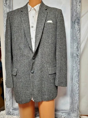 Chaqueta Blazer Harris Tweed Gris Tweed Tiro Pesado 42L Hecha en Inglaterra Años 50 De Colección  Foto 1 de 4