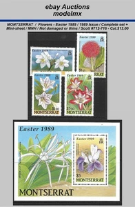 Montserrat, 1989, Sc.712-716, Flowers - Eaaster 1989, MNH, Cat.$13.00 - Picture 1 of 1