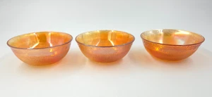 VTG Imperial Carnival Glass Marigold Prism & Daisy Band 3 pc Berry Bowl Set - Picture 1 of 3