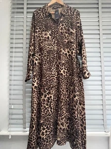 Hemdblusenkleid M&S Animal Print UK 22 Midi Gürtel braun schwarz Viskose langarm - Bild 1 von 15