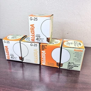 5 Allura Clear Vintage Globe Light Bulbs 100 Watt G25  A3648 avg. life 3000 hour - Picture 1 of 11