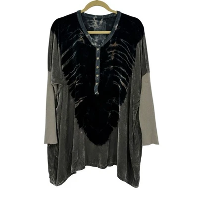 Blusa Pete & Greta Johnny Was Terciopelo Tie Dye Top XS Gran Tamaño Tejida Mangas Largas Foto 1 de 4