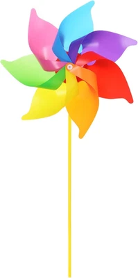 HARFINGTON 2 Pcs Rainbow Pinwheels 20.9 Inch 7 Leaves Wind Plastic Windmill for - Image 1 of 4