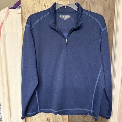 Pullover Pebble Beach Cuarto Cremallera Para Hombre Grande Azul Performance Foto 1 de 4