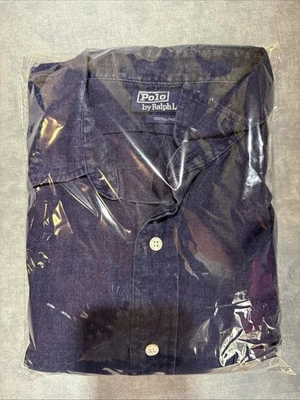 Camisa Polo Ralph Lauren Azul Abotonada Talla XL 100% Lino Manga Larga-379 Foto 1 de 4