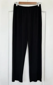 Sun Kim Pants Womens Sz M Black Stretch Pull On Polyester Spandex Elastic Waist - Picture 1 of 10