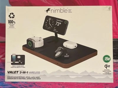 Original Apple Nimble Valet 3-in1 MagSafe Ladegerät iPhone Watch AirPods Schwarz - Bild 1 von 4