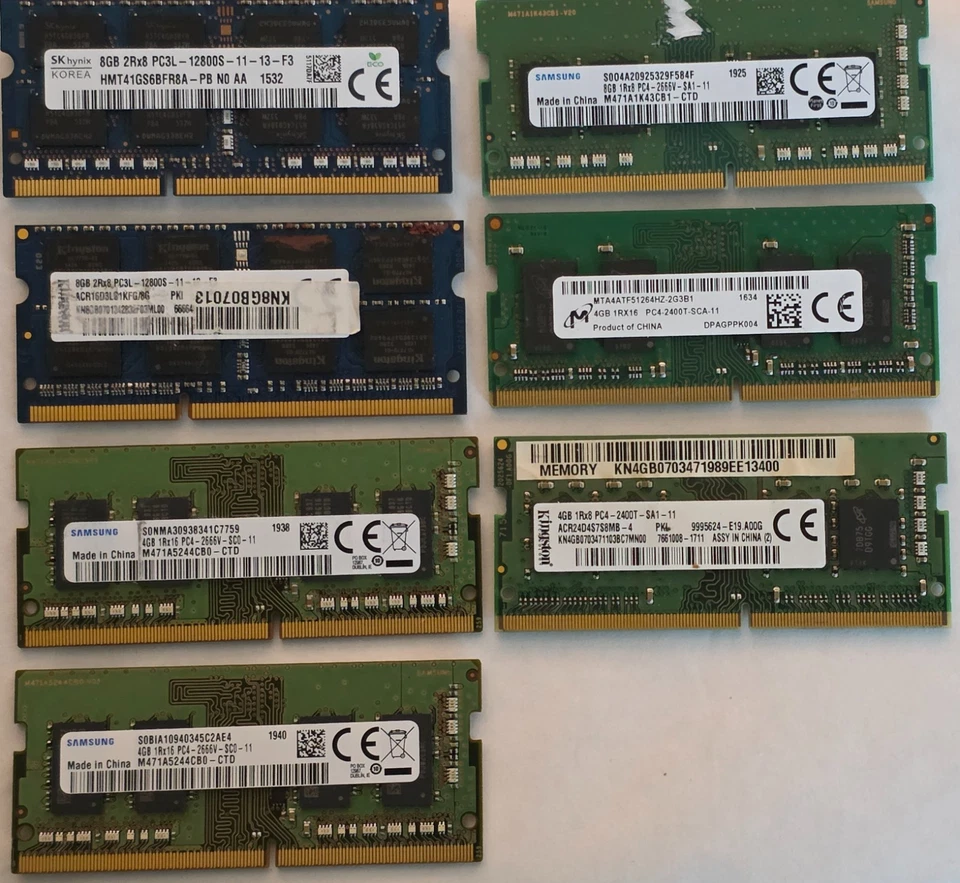 3x 8GB und 4x 4 GB DDR4/DDR3 - Laptop RAM Konvolut - Bild 1 von 1