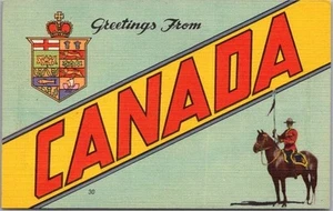 Vintage 1940er KANADA Großbrief LEINEN Postkarte RCMP / Mountie auf Pferd - unbenutzt - Bild 1 von 2