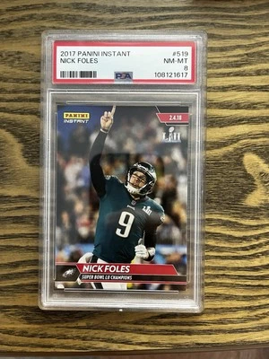 2017 Instant #519 Nick Foles Eagles SP Super Bowl LII Champions MVP PSA 8 NM-MT - Image 1 of 2