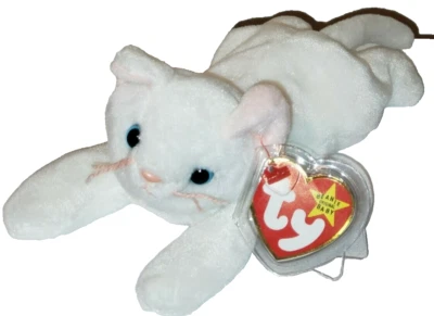 Ty Beanie Baby - FLIP белый кот 7,5» новый с ценниками плюшевая мягкая игрушка-животное - Изображение 1 из 4
