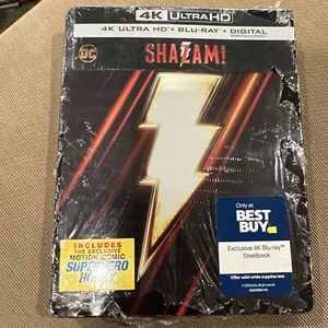 Shazam 4K Steelbook. we has slight bend and some scratches from shelf - Picture 1 of 5